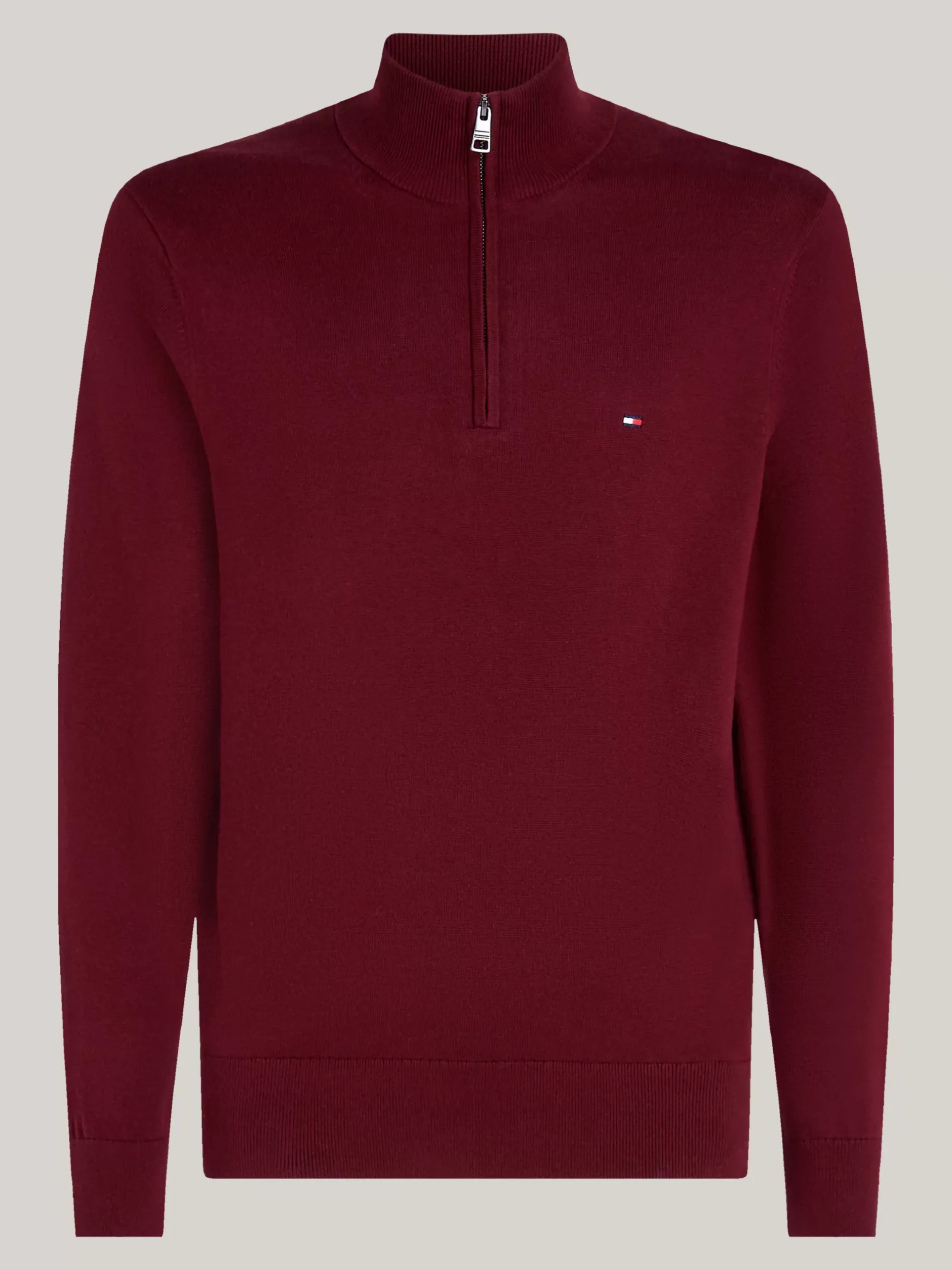Sweter Z Zamkiem|Swetry*Tommy Hilfiger Sweter Z Półgolfem I Krótkim Zamkiem DEEP ROUGE