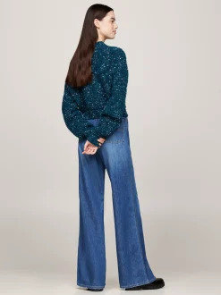 Swetry|Dzianina*Tommy Hilfiger Sweter Z Półgolfem O Pudełkowym Kroju DEEP SEAWATER