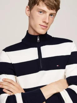 Sweter Z Zamkiem|Swetry*Tommy Hilfiger Sweter Z Półgolfem Z Domieszką Kaszmiru DESERT SKY/ IVORY