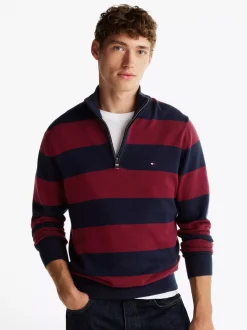 Swetry|Dzianina*Tommy Hilfiger Sweter Z Półgolfem Z Domieszką Kaszmiru DEEP ROUGE / DESERT SKY