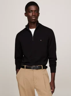 Sweter Z Zamkiem|Swetry*Tommy Hilfiger Sweter Z Półgolfem Z Domieszką Kaszmiru BLACK