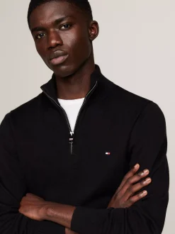Sweter Z Zamkiem|Swetry*Tommy Hilfiger Sweter Z Półgolfem Z Domieszką Kaszmiru BLACK