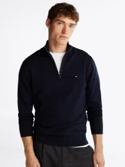Sweter Z Zamkiem|Swetry*Tommy Hilfiger Sweter Z Półgolfem Z Domieszką Kaszmiru DESERT SKY