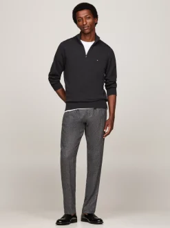 Sweter Z Zamkiem|Swetry*Tommy Hilfiger Sweter Z Półgolfem Z Domieszką Kaszmiru DARK GREY HEATHER