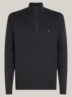 Sweter Z Zamkiem|Swetry*Tommy Hilfiger Sweter Z Półgolfem Z Domieszką Kaszmiru DARK GREY HEATHER