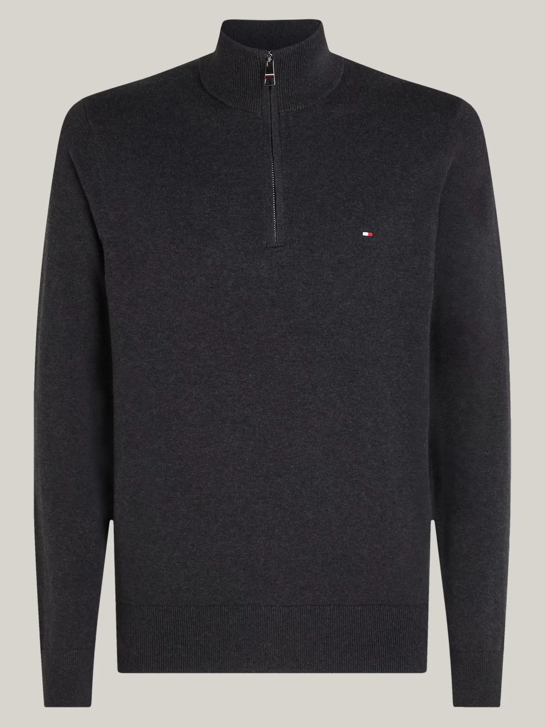 Sweter Z Zamkiem|Swetry*Tommy Hilfiger Sweter Z Półgolfem Z Domieszką Kaszmiru DARK GREY HEATHER