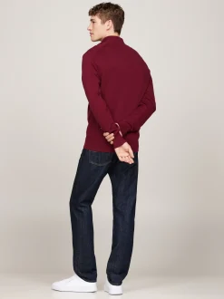 Sweter Z Zamkiem|Swetry*Tommy Hilfiger Sweter Z Półgolfem Z Domieszką Kaszmiru DEEP ROUGE