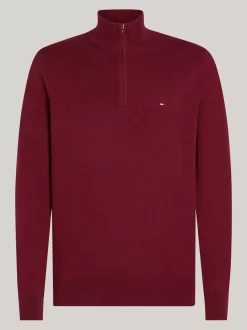 Sweter Z Zamkiem|Swetry*Tommy Hilfiger Sweter Z Półgolfem Z Domieszką Kaszmiru DEEP ROUGE