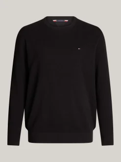 Swetry Z Okrągłym Dekoltem|Swetry*Tommy Hilfiger Sweter Z Teksturowanej Dzianiny Z Kolekcji Plus BLACK