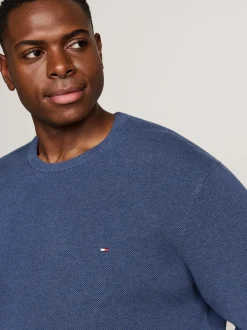 Swetry Z Okrągłym Dekoltem|Swetry*Tommy Hilfiger Sweter Z Teksturowanej Dzianiny Z Kolekcji Plus AEGEAN SEA HEATHER