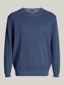 Swetry Z Okrągłym Dekoltem|Swetry*Tommy Hilfiger Sweter Z Teksturowanej Dzianiny Z Kolekcji Plus AEGEAN SEA HEATHER