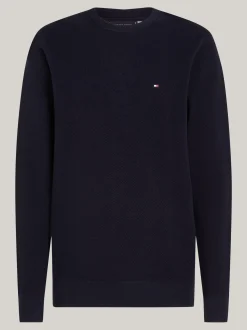 Swetry Z Okrągłym Dekoltem|Swetry*Tommy Hilfiger Sweter Z Teksturowanej Dzianiny Z Kolekcji Plus DESERT SKY