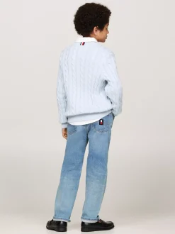 Dzianina*Tommy Hilfiger Sweter Z Warkoczowym Splotem BREEZY BLUE
