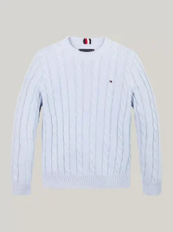 Dzianina*Tommy Hilfiger Sweter Z Warkoczowym Splotem BREEZY BLUE