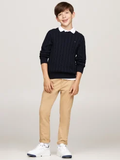 Dzianina*Tommy Hilfiger Sweter Z Warkoczowym Splotem DESERT SKY
