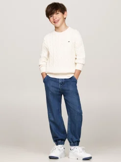 Dzianina*Tommy Hilfiger Sweter Z Warkoczowym Splotem IVORY PETAL