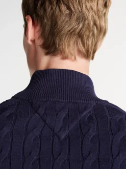 Sweter Z Zamkiem|Swetry*Tommy Hilfiger Sweter Z Warkoczowym Splotem DESERT SKY