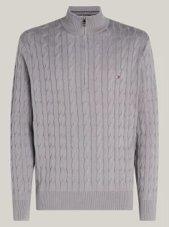 Sweter Z Zamkiem|Swetry*Tommy Hilfiger Sweter Z Warkoczowym Splotem MEDIUM GREY HEATHER