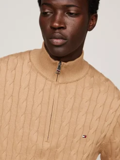 Sweter Z Zamkiem|Swetry*Tommy Hilfiger Sweter Z Warkoczowym Splotem SAFARI CANVAS