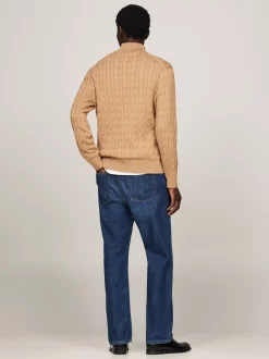 Sweter Z Zamkiem|Swetry*Tommy Hilfiger Sweter Z Warkoczowym Splotem SAFARI CANVAS