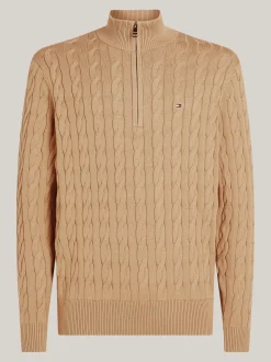 Sweter Z Zamkiem|Swetry*Tommy Hilfiger Sweter Z Warkoczowym Splotem SAFARI CANVAS