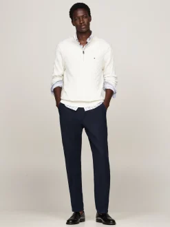 Sweter Z Zamkiem|Swetry*Tommy Hilfiger Sweter Z Warkoczowym Splotem IVORY