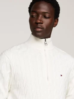 Sweter Z Zamkiem|Swetry*Tommy Hilfiger Sweter Z Warkoczowym Splotem IVORY
