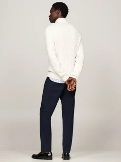 Sweter Z Zamkiem|Swetry*Tommy Hilfiger Sweter Z Warkoczowym Splotem IVORY