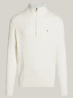 Sweter Z Zamkiem|Swetry*Tommy Hilfiger Sweter Z Warkoczowym Splotem IVORY