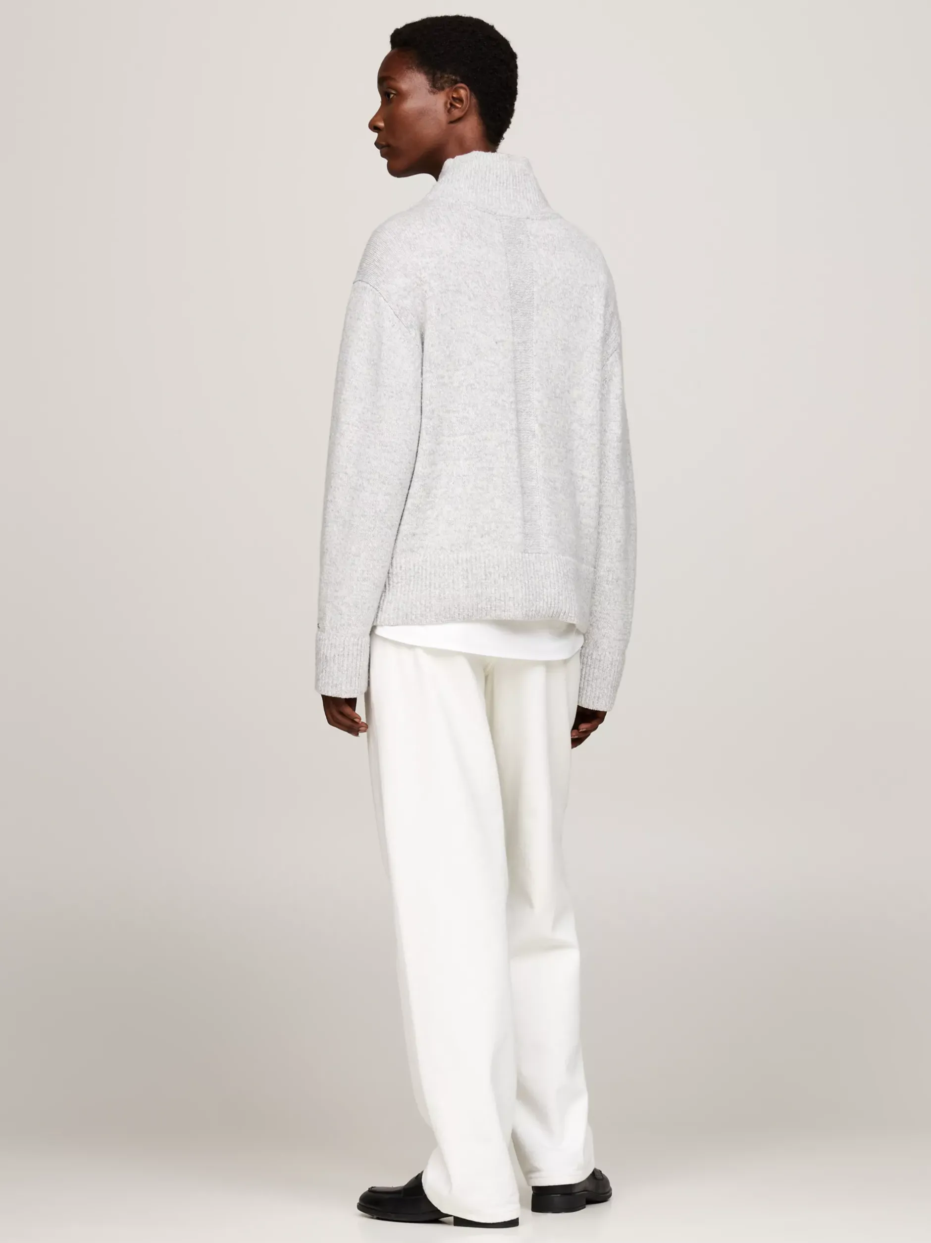 Swetry|Dzianina*Tommy Hilfiger Sweter Z Wełny Z Półgolfem LIGHT GREY MELANGE
