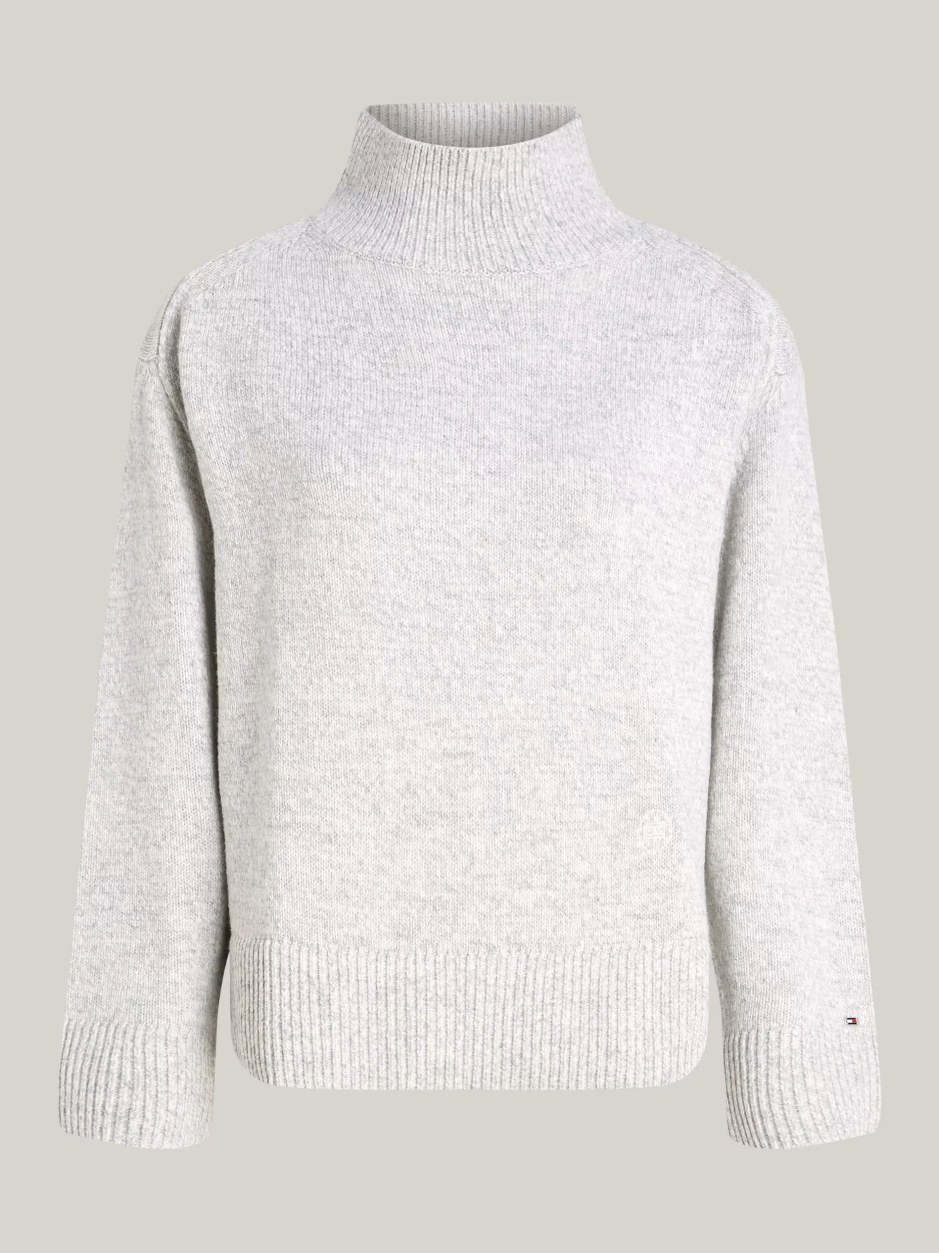 Swetry|Dzianina*Tommy Hilfiger Sweter Z Wełny Z Półgolfem LIGHT GREY MELANGE
