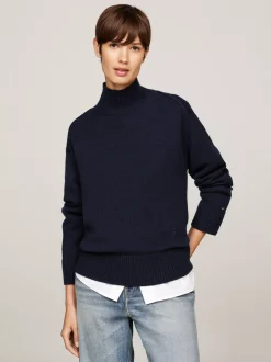 Swetry|Dzianina*Tommy Hilfiger Sweter Z Wełny Z Półgolfem DESERT SKY