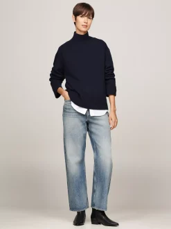 Swetry|Dzianina*Tommy Hilfiger Sweter Z Wełny Z Półgolfem DESERT SKY