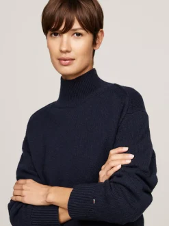Swetry|Dzianina*Tommy Hilfiger Sweter Z Wełny Z Półgolfem DESERT SKY