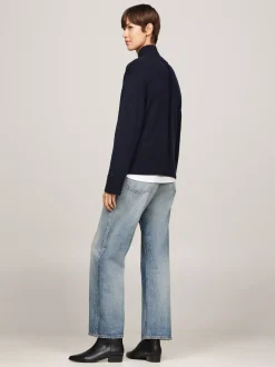 Swetry|Dzianina*Tommy Hilfiger Sweter Z Wełny Z Półgolfem DESERT SKY