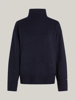 Swetry|Dzianina*Tommy Hilfiger Sweter Z Wełny Z Półgolfem DESERT SKY