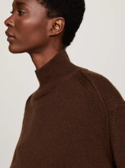 Swetry|Dzianina*Tommy Hilfiger Sweter Z Wełny Z Półgolfem LEGACY BROWN