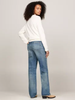 Swetry Z Okrągłym Dekoltem|Swetry*Tommy Hilfiger Sweter Z Wyhaftowanym Monogramem TH IVORY PETAL