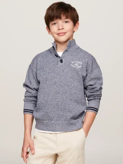 Dzianina*Tommy Hilfiger Sweter Z Wysokim Kołnierzem I Logo Hilfiger DESERT SKY / AEGEAN SEA