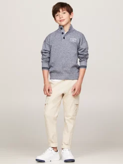 Dzianina*Tommy Hilfiger Sweter Z Wysokim Kołnierzem I Logo Hilfiger DESERT SKY / AEGEAN SEA