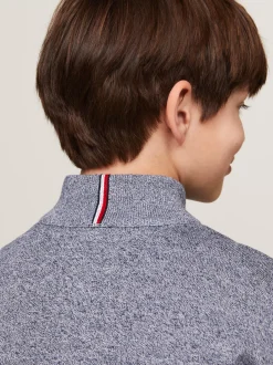 Dzianina*Tommy Hilfiger Sweter Z Wysokim Kołnierzem I Logo Hilfiger DESERT SKY / AEGEAN SEA