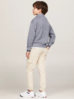 Dzianina*Tommy Hilfiger Sweter Z Wysokim Kołnierzem I Logo Hilfiger DESERT SKY / AEGEAN SEA