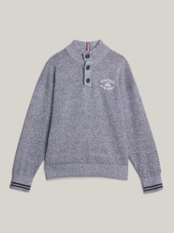 Dzianina*Tommy Hilfiger Sweter Z Wysokim Kołnierzem I Logo Hilfiger DESERT SKY / AEGEAN SEA