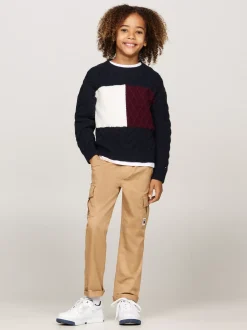 Dzianina*Tommy Hilfiger Sweter Ze Splotem Warkoczowym I Blokami Kolorów DESERT SKY