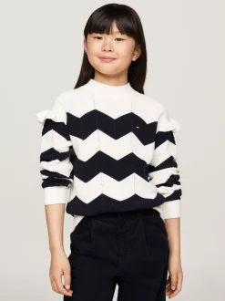Dzianina*Tommy Hilfiger Sweter Ze Wzorem Szewron IVORY PETAL STRIPE