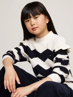 Dzianina*Tommy Hilfiger Sweter Ze Wzorem Szewron IVORY PETAL STRIPE