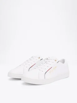 Sneakersy*Tommy Hilfiger Sygnowane Tenisówki Z Podeszwą Typu Cupsole WHITE