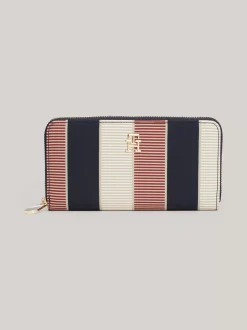 Portfele & Breloczki Do Kluczy*Tommy Hilfiger Sygnowany Portfel Z Zapięciem Na Zamek BEIGE