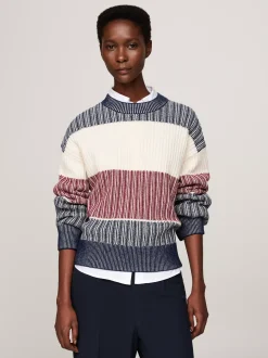 Swetry|Dzianina*Tommy Hilfiger Sygnowany Sweter O Luźnym Kroju DESERT SKY