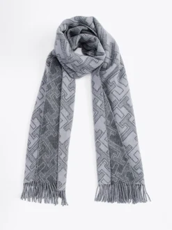 Szaliki|Szaliki*Tommy Hilfiger Szal Z Czystej Wełny Z Monogramem TH MID GREY MELANGE